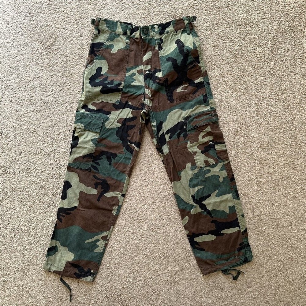 Camouflage Pants Boys Large (28x25) High Rise Woodland Pockets